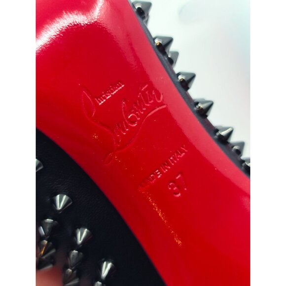 Christian Louboutin Heels "Follies Spike 100" Black Shiny Spike Pumps Size 37 - Picture 8 of 8